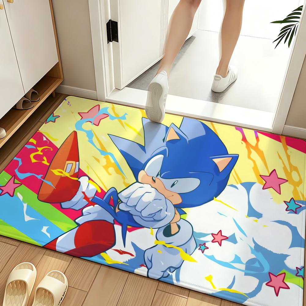 Game S-Sonic T-the H-Hedgehog Floor Mat Soft Flannel Floor Mat  Suitable for Entryways, Living Rooms, Bedrooms, and Bathrooms