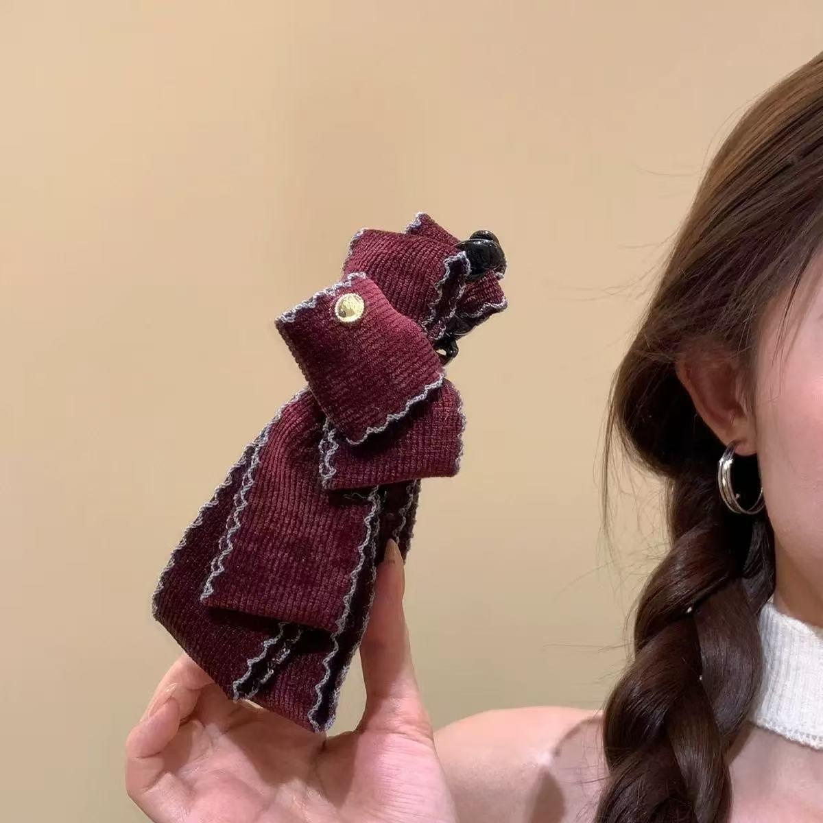

Korean-Inspired Dongdaemun Bow Banana Clip for Women - Elegant 3D Hairstyle Accessory вино красного