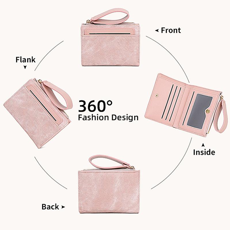 New Design Women'S Short Wallet With 8 Card Slots & Zipper Coin Pocket - Blocking Multi-Function Purse