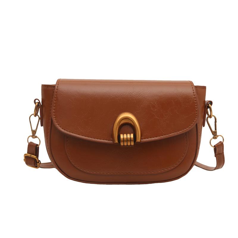 

Retro women s bag, new lady shoulder messenger bag, niche design, work saddle bag коричневий