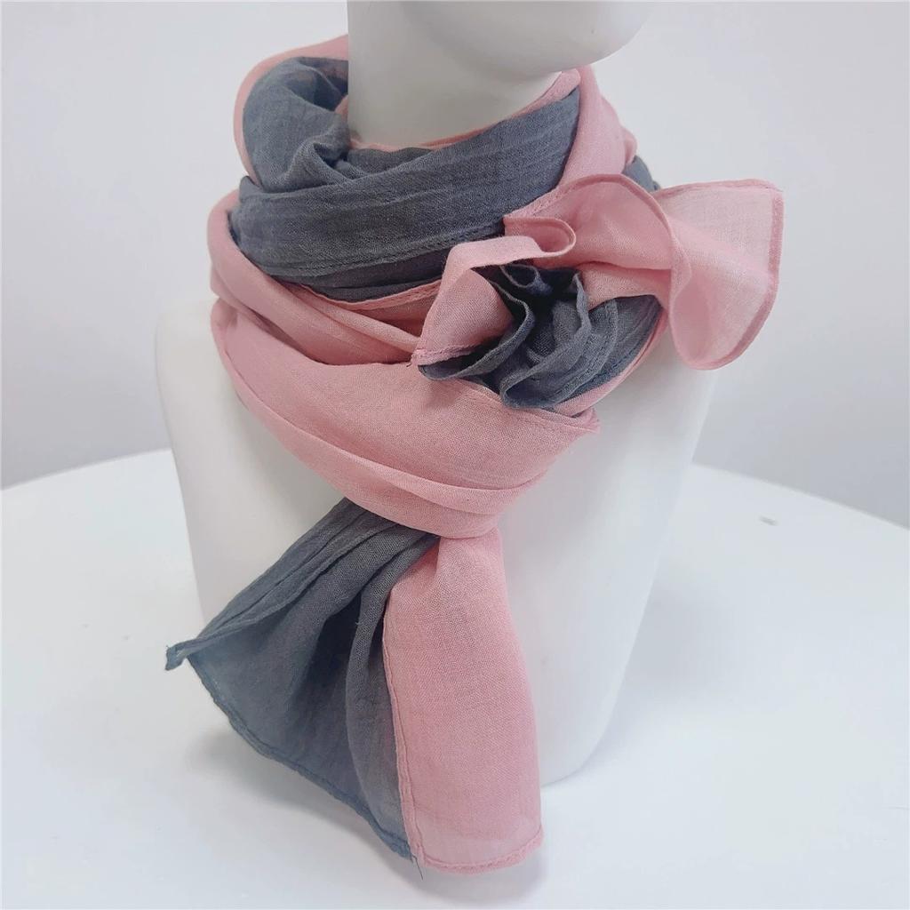 Korea Design New Spliced Scarf Long Two-Tone Cotton Warm Contrast Color Shawl Women's Scarves 75*190cm