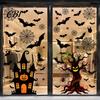 Outdoor Glass Ornament 4Pcs Halloween Static Window Stickers, PVC Waterproof Decals for Doors, Haunted House Easy Application Bat Spider Web