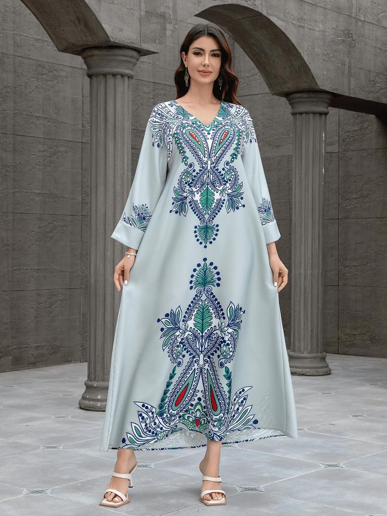 SW0827 Middle Eastern Beaded Abaya: Elegant Cross-Border Muslim Women's Long Robe Dress