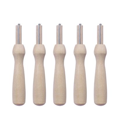 5 Pieces Wood Felting Handle Holder with Needles DIY Crafting Felt Needlework Tool Handicraft Accessory Professional