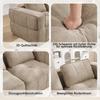 Modular Two-Seater Sofa with Two Stools, Without Struts, 32D High-Density Foam, Deep Seat, Soft Fabric, Ideal for Living Room and Apartment, Sand.