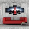 Black And Red King And Knight Chess 5 Pcs Canvas Picture Print Wall Art Canvas Painting Wall Decor for Living Room No Frame