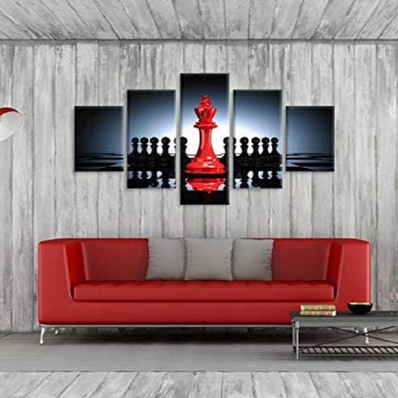Black And Red King And Knight Chess 5 Pcs Canvas Picture Print Wall Art Canvas Painting Wall Decor for Living Room No Frame