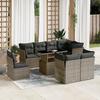Vidaxl 9-Cz. Garden Furniture Set With Cushions, Grey, Poly Rattan