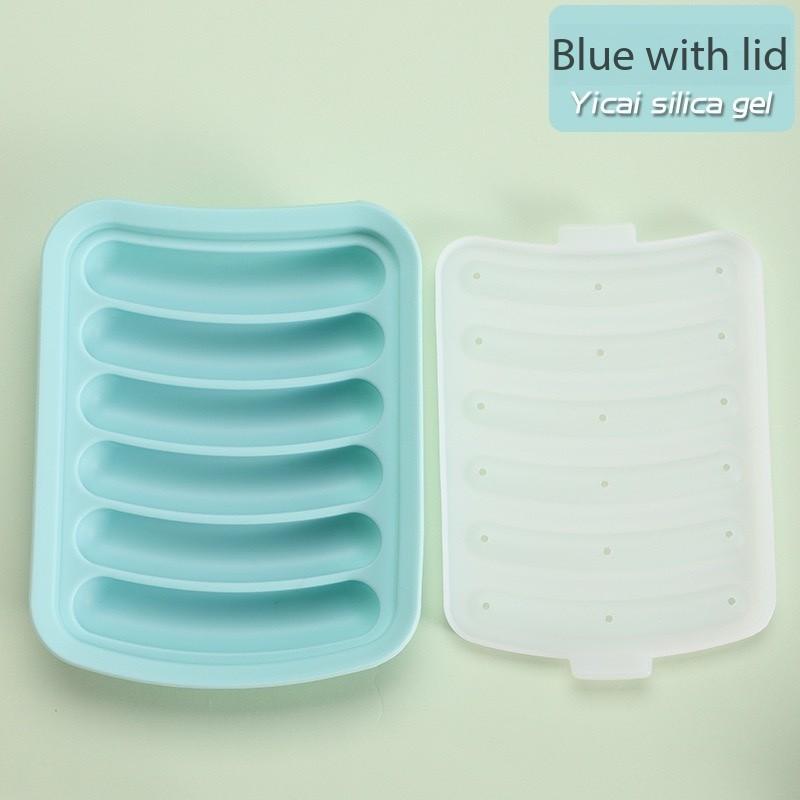 6-Cavity Sausage Mold Sausage Mold Easy Venting Food-Grade Easy Release Thickened Healthy Baking Silicone with Lid Baby Food
