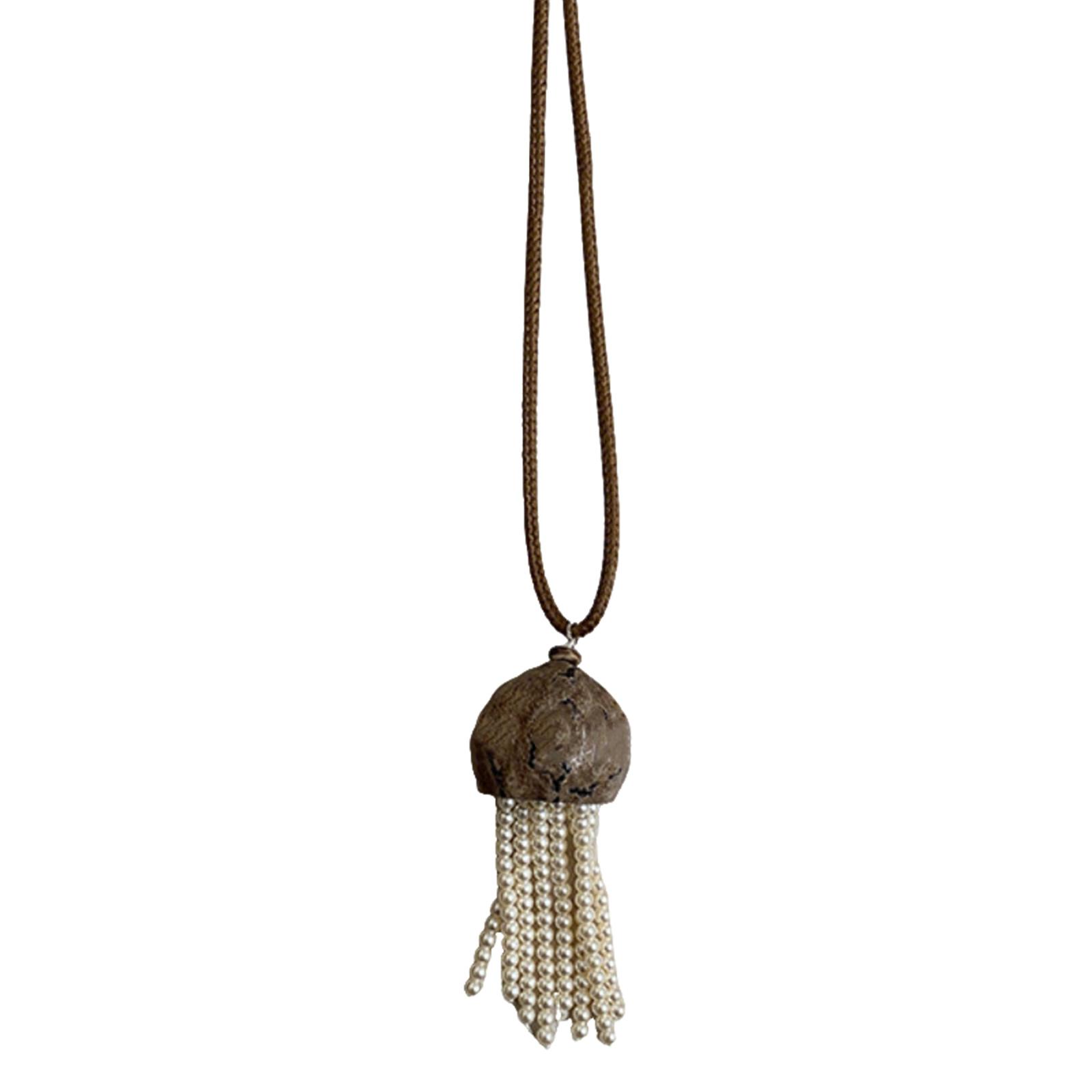 

Unique Handcrafted Jellyfish Inspired Necklace With Detailing Pearls And Adjustable Pull String Long Pull Cord Neckchain 1