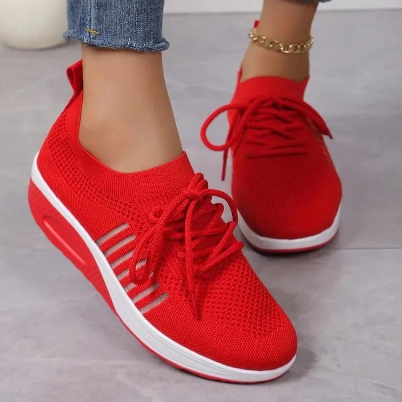 Women Tennis Breathable Mesh Height-increasing Slip-on Female Sock Footwear Outdoor Women Sneakers Platforms Shoes for Women