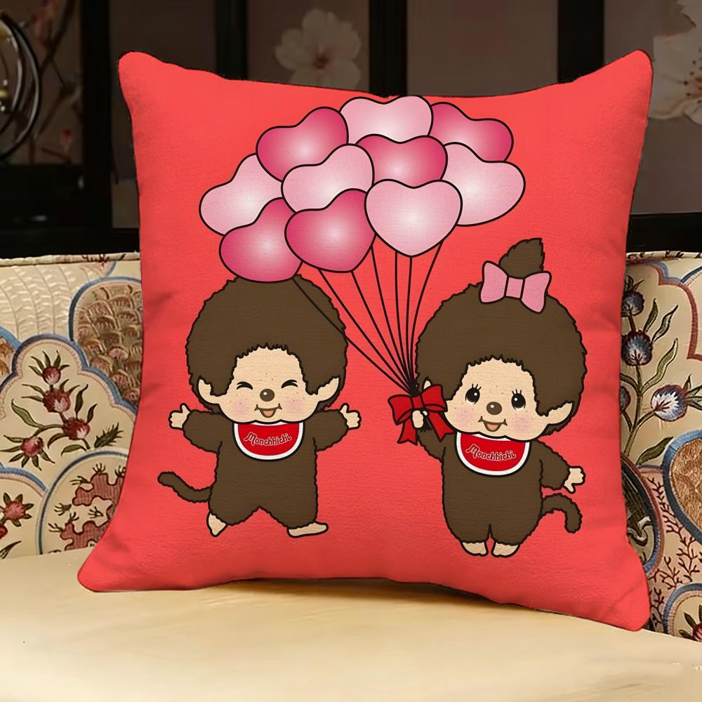 M-Monchhichi Cute Pillow Case Pillowcase, Double-Sided Printed, Sofa Cushion, Bedroom Headboard Pillow