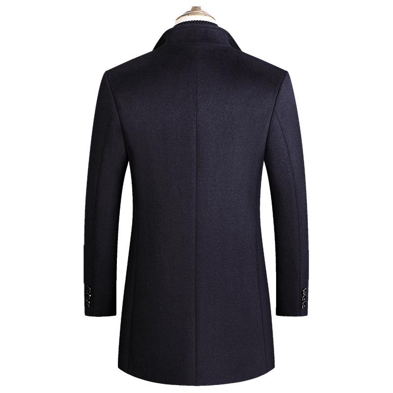 Men's Woolen Coat Medium and Long Suit Collar Cotton Thickened Woolen Coat Men's Coat
