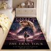Pop Music Area Rug, Taylor Swift Eras Tour Movie Poster Sequin Dress Guitar Stage City Print, Music Decor, Non-Slip Mat