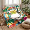 Summer Cat Paradise Theme blanket Lightweight Warm Flannel Blanket Decorative Throw Blanket for Home Decoration