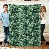 Green Leaf and Berry Flannel Blanket Soft Cozy Throws Napping Travel Use