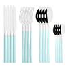 16Pcs Black Silver Cutlery Set Dinnerware Set  Knife Fork Tea Spoon Family  Flatware Set Stainless Steel Tableware Western Kitchen Set