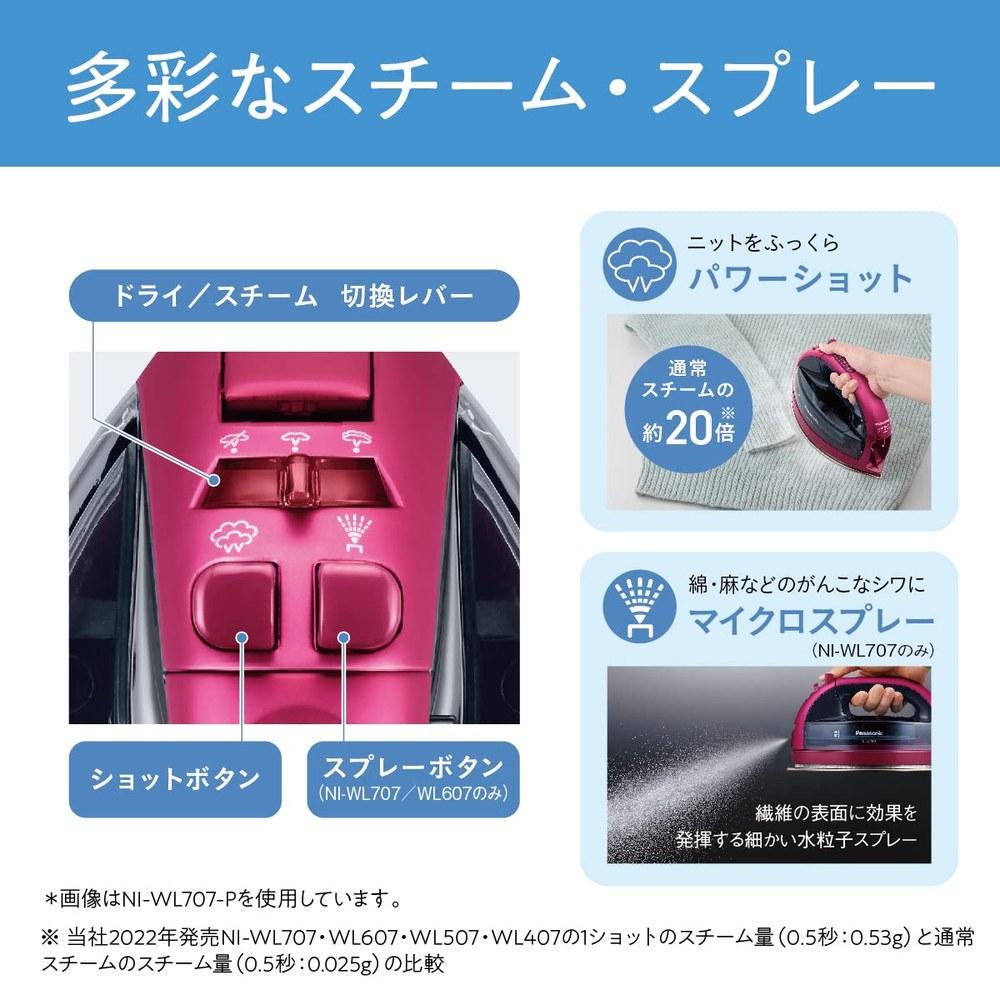 Panasonic Cordless Steam W-Head Iron NI-WL707-P Pink