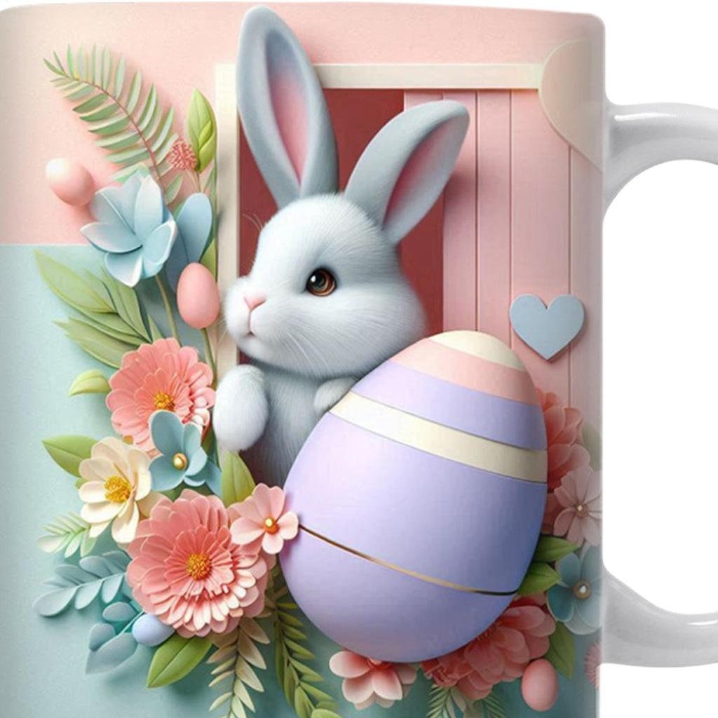 Cute Easter Coffee Mugs 12oz Ceramic Bunny Coffee Mug for Coffee Tea Hot Chocolate Festive Drinkware for Home Holiday Party Gift