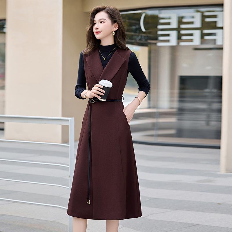 

Женское вязаное платье-сарафан из двух частей высокого класса с пальто - Мода весна-осень M