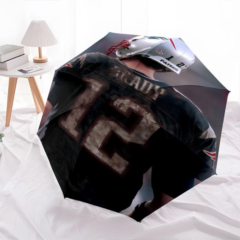 Tom Brady pattern, automatic folding umbrella, portable and foldable design, 8 ribs, a Christmas or birthday gift.