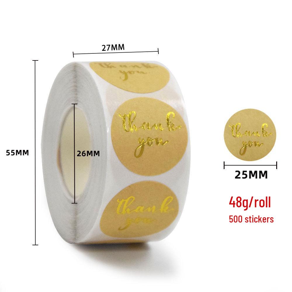 Gold Foil Stamped Colored Kraft Paper Labels for Takeaway & Baking Packaging