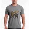 Assyrischer Geflügelter Löwe Gold Und Schwarz Lamassu Auf Weißem Leder T-Shirt Sommer Lässig Baumwoll-T-Shirt Übergröße Streetwear Oberteile