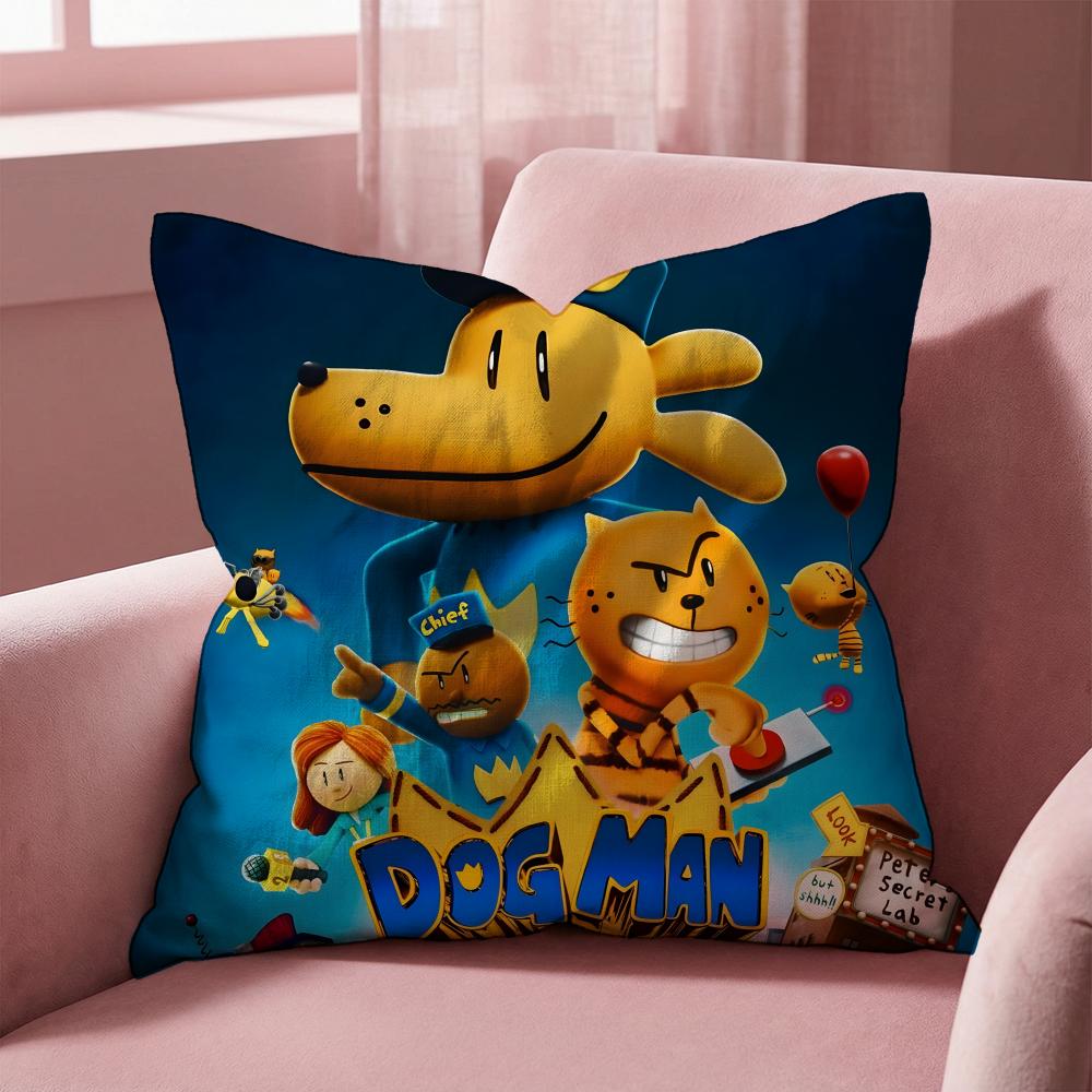 D-Dogman CARTOON Cushion Cover Multi-Scene Pillow Cover for Home & Car - Reversible, Soft & Durable for Daily Use