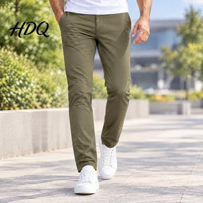 Versatile Slimming Leg Trousers Men Twill Trousers Slim Fit Stretch Chinos Pants Solid Color