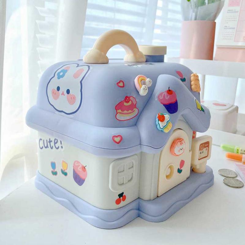 Piggy Bank Portable Cartoon Big House Savings Toys Cartoon Bank Piggy Bank Feel Delicate Save Money And Manage Money Not Bad