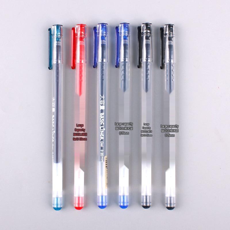 Student Use Ballpoint Pen - 0.35mm Water-Based Black, Red, Blue-Black Ink, Large Capacity