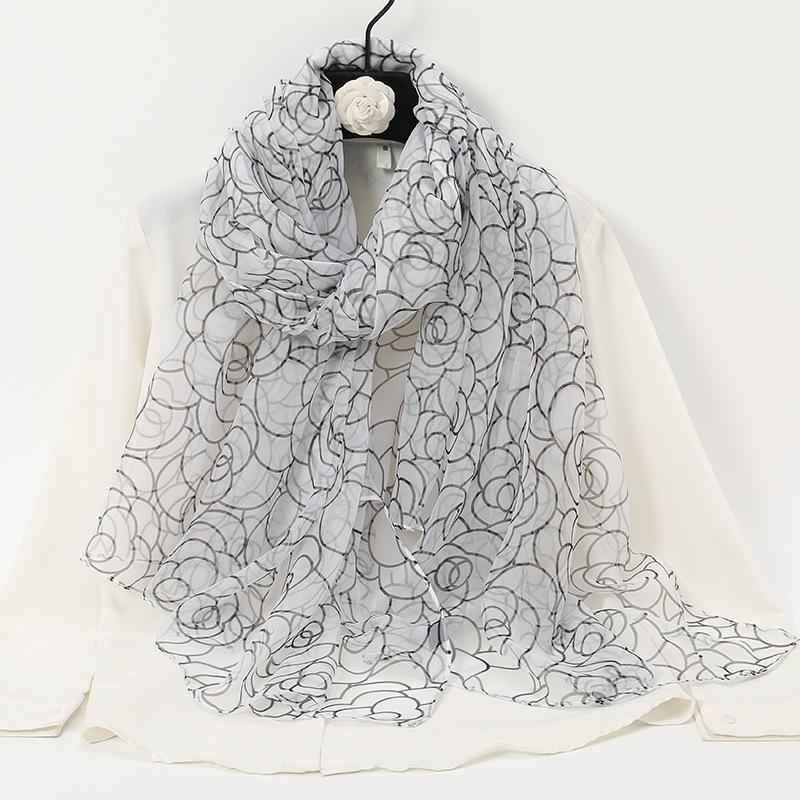 Silk Scarf for Women In Summer Beach Vacation Beach Towel Korean Style Fashion Printed Scarf Soft Yarn Protection Big Shawl