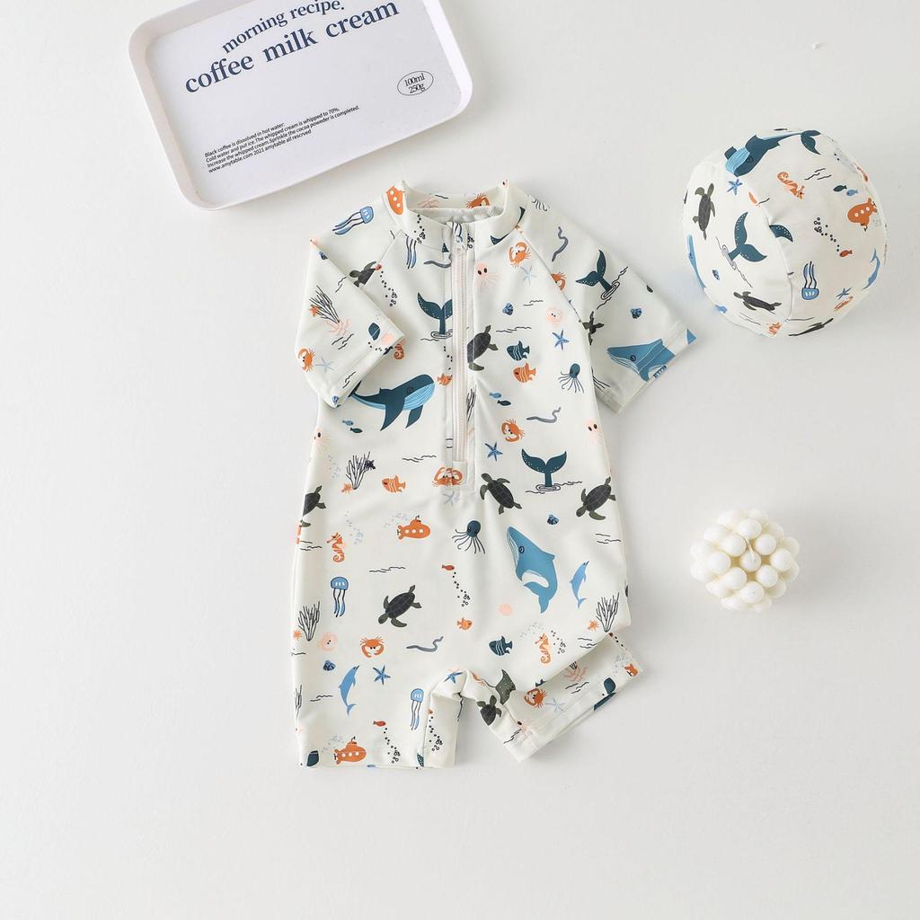 Ocean One-Piece Boys' Quick-Dry Swimsuit - Cute Sunscreen Beachwear