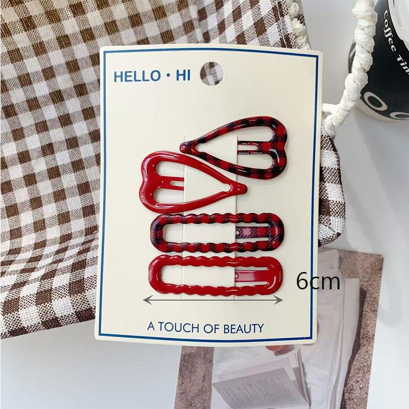 4Pcs/Set Retro Morandi Plaid Bb Hair Clips Daily Side Bangs Clip Baby Hairpin For Women And Girls Hair Accessory