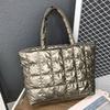 Winter Cotton Tote Bag High Capacity Women's Shoulder Handbags Quilted Female Handbags for Daily Commute Work Shopping and Travel