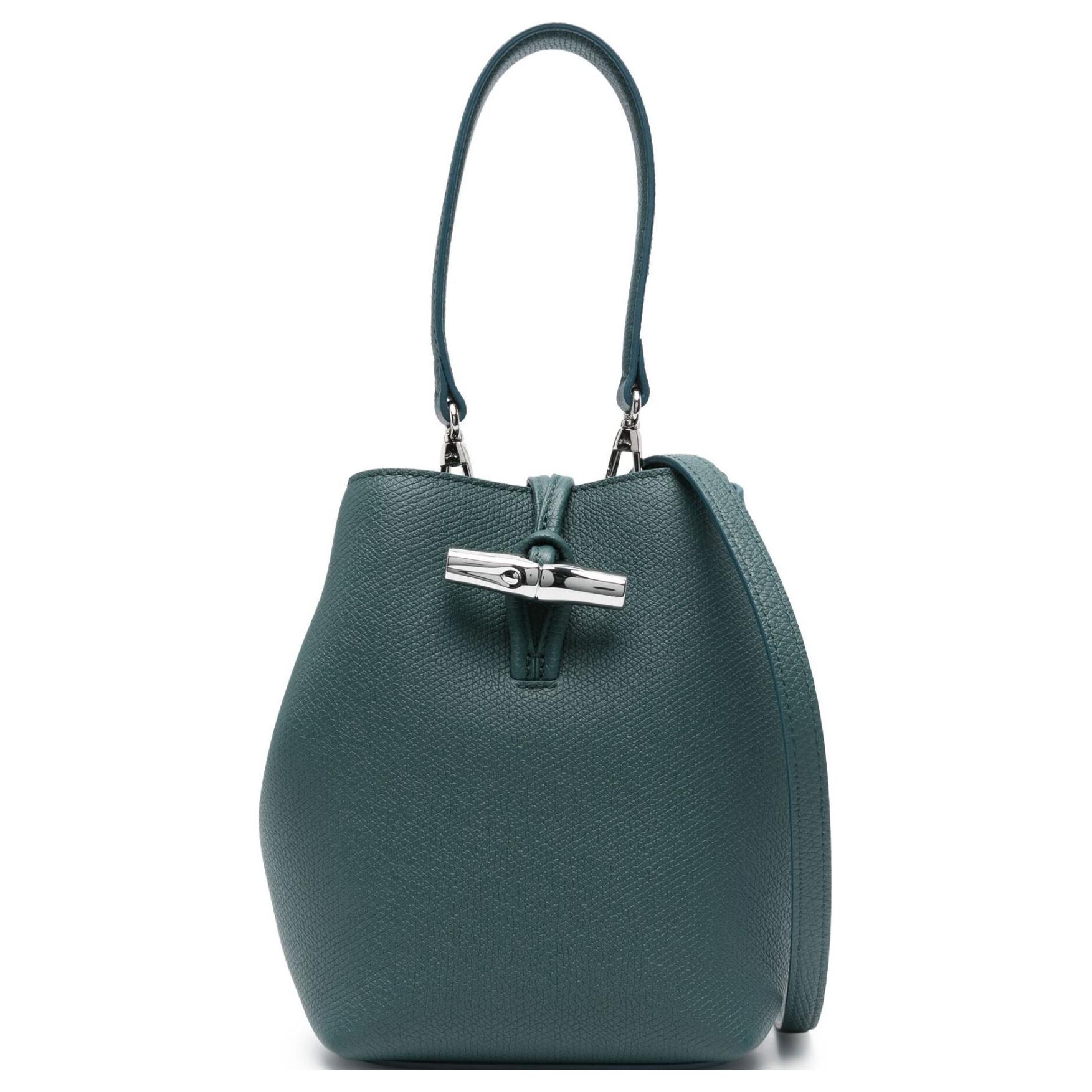 

Longchamp Le Roseau Adjustable Detachable Shoulder Strap Mini Bucket Bag Women Handbags Blue-Green 10279HFP079 Basic Set (Bag+Dust Bag)