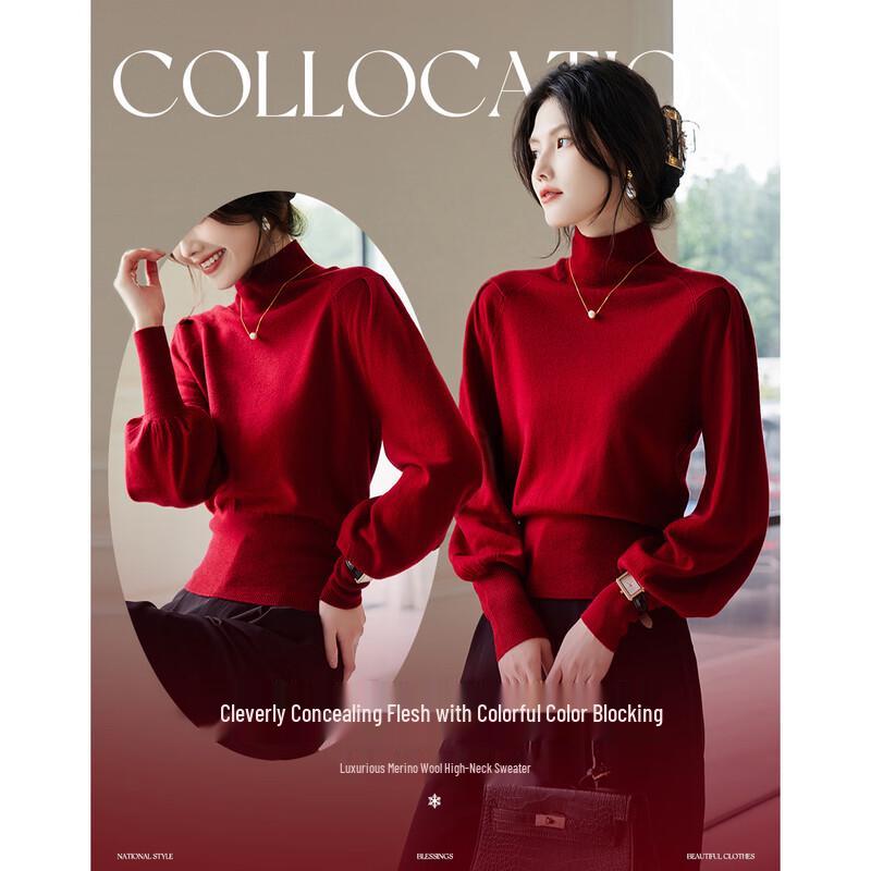 

Demana Women s Lambswool High-Neck Knit Sweater L