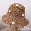 Summer UV Protection Holiday Beach Flower Design Straw Hat Women's Straw Crochet Bohemian Foldable Panama Sun Hat
