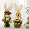 Easter Straw Decoration, Cute Handmade Bunny Ornament Standing Statue for Spring