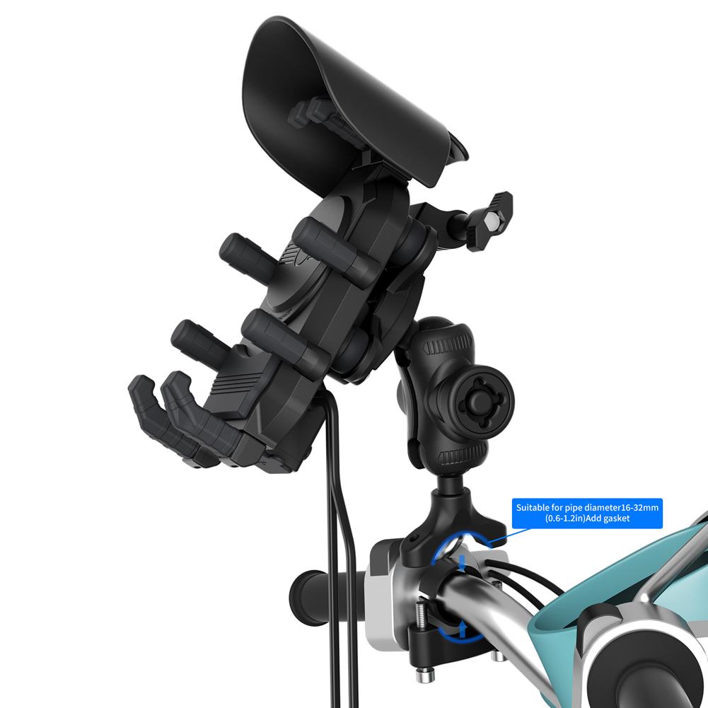 Motorcycle Phone Holder 15W Wireless Charger Shockproof Bike Cellphone Support Anti-Theft Motorbike Phone Bracket Waterproof
