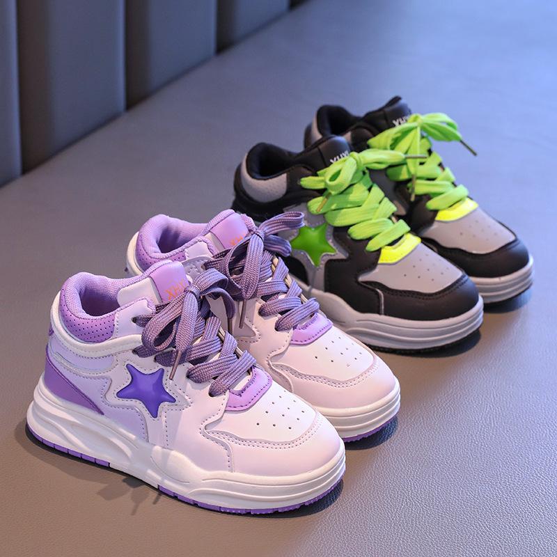 

Спортивная обувь для девочек, весна и осень, новая мягкая нескользящая детская повседневная обувь, зарубежные звезды, обувь для детей среднего и старшего возраста Tide 26 фиолетовый