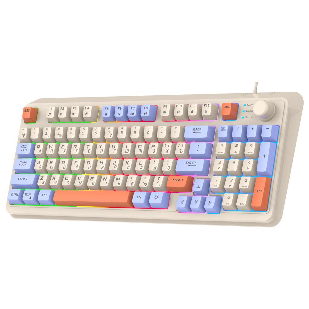 Silver Fox K820 Three-Color Backlit Russian Gaming Wired Keyboard & Mouse Set