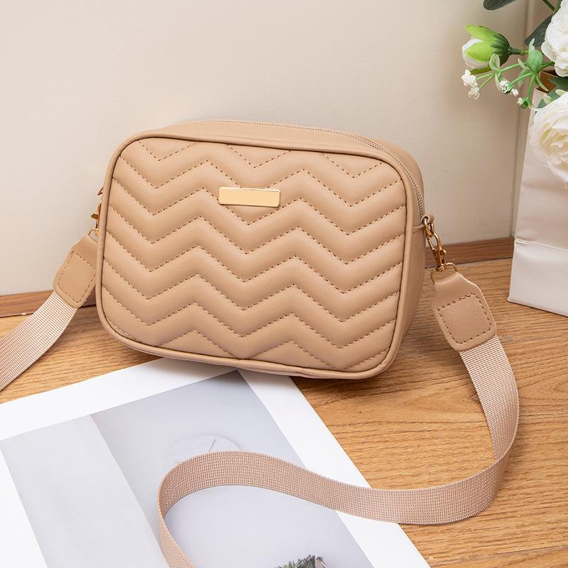 LIS Classic Wave Embroidered Small Square Bag Women's Bag Simple and Fashionable Versatile Messenger Mobile Phone Bag