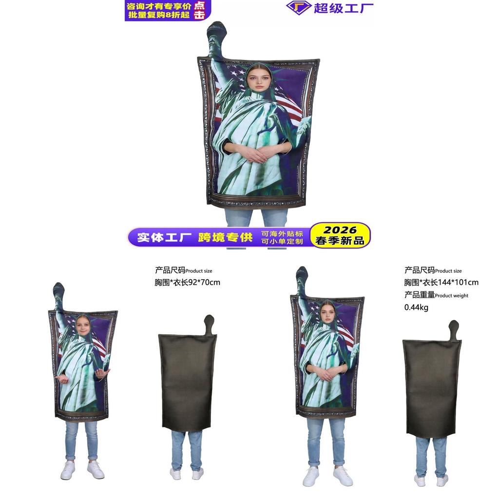 Halloween Cosplay Costume Sponge Suit With Statue Of Liberty Frame For Adult And Kids Party