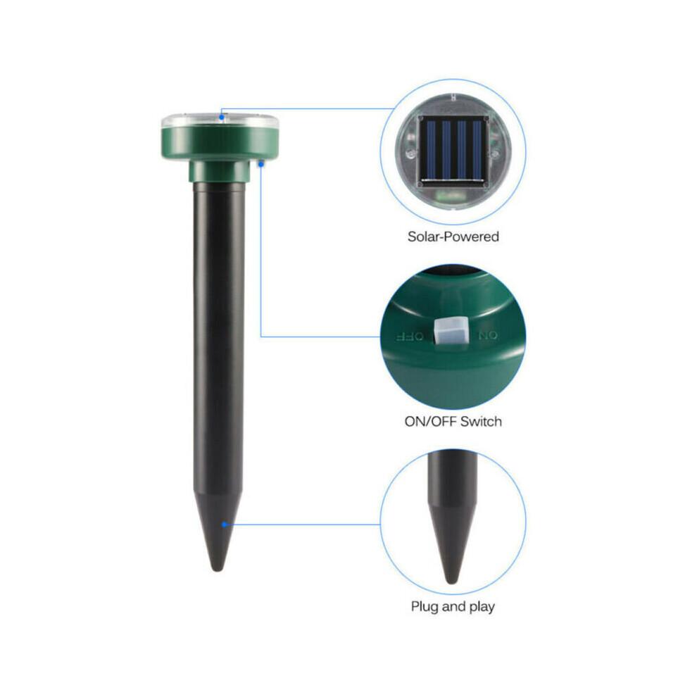 Solar Powered Ground Rodent Mole Mice Mouse Ultrasonic Rat Repeller