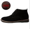 Fashion High Top Casual Shoes genuine leather men boots all season work shoes male lace up for man ankle boots with fur black size 38-45
