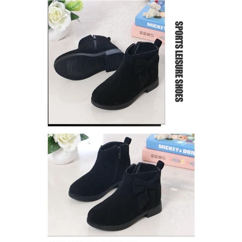 2025 Girls Fashion Boots Leather Sport Shoes For Girls Children Warm Boots Fashion Soft Bottom Princess Snow Boots Kids Sneakers