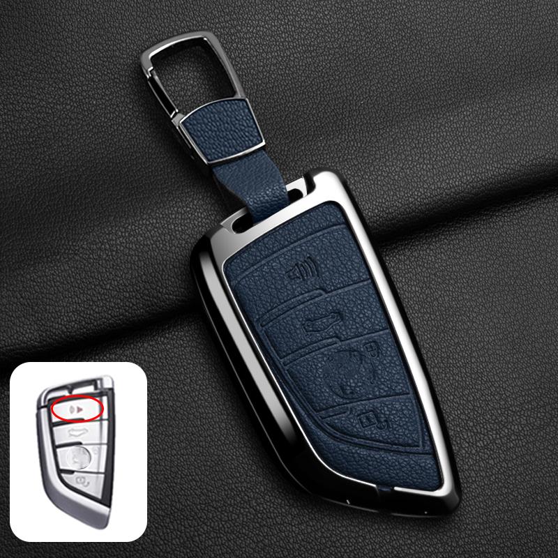 Goat Leather Zinc Alloy Car Key Case For Bmw X1 X3 X4 X5 G05 X6 X7 G20 G30 G11 F48 520 525 118I 218I 320I Key Case Car Key Fob