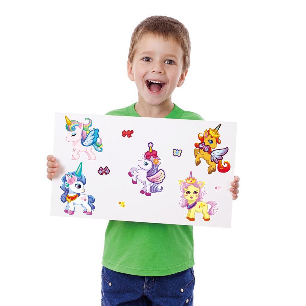 8 Models/pack of Unicorn Face Swap Set Stickers Cartoon Cute Children's Baby Puzzle Early Education Puzzle Stickers