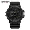 SANDA 3168 Fashion News Style Sport Wrist Watch Men Wristwatch LED Digital Quartz Dual Display Male Watch Waterproof 2024